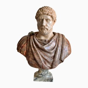 Italian Artist, Bust of Roman Emperor, 20th Century, Carrara Marble