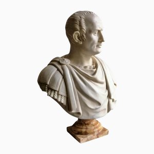 Italian Artist, Bust of Roman Emperor, 20th Century, Carrara Marble