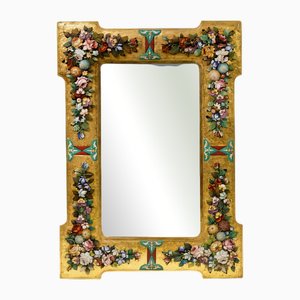 Miroir Vénitien Antique en Micromosaïque avec Cadre en Bois Doré, 1880