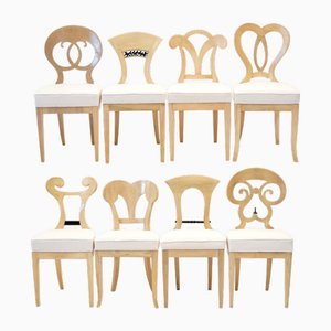 Sillas de comedor Eclectica estilo Biedermeier en blanco de Silvio Piattelli. Juego de 8