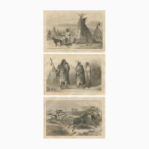 Plains Indigenous Life and Buffalo Hunt, 1800s, Paper