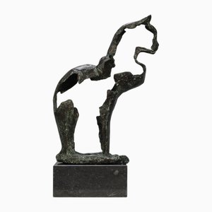 Künstlerische Skulptur von Cat, 1990er, Bronze mit Steinsockel