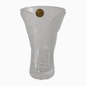 Vintage Schmetterlingsvase aus Kristallglas, 1970er
