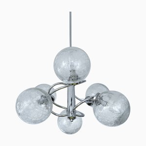Lustre Sputnik Vintage en Verre et Chrome, 1970s