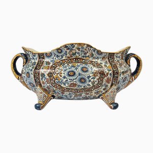 Earthenware Planter with Middle Eastern Decor from Gien, 19th Century