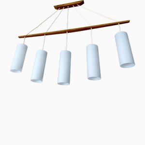 Grande Lampe à Suspension Scandinave en Verre et Sarcelle, 1960s