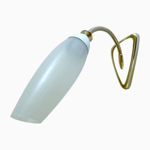 Vintage Glass and Brass Sconce, 1950s