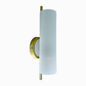 Vintage Glass and Brass Sconce from Hillebrand Leuchten, 1950s