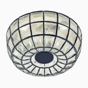 Lampada da soffitto grande Mid-Century in vetro di Limburg, Germania, anni '60