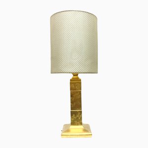Lampadaire ou Lampe de Bureau Hollywood Regency avec Socle en Céramique Plaquée Or, 1960s-1970s