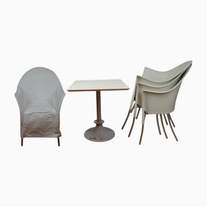 Italienische Lord Yo Stühle & Lord Yi Quadratischer Tisch von Philippe Starck für Driade, 1990er, 5er Set