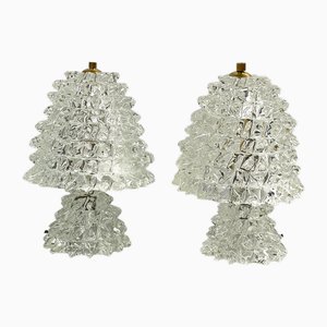 Lampes de Bureau Rostrato Mid-Century en Verre attribuées à Barovier & Toso, Italie, 1950s, Set de 2