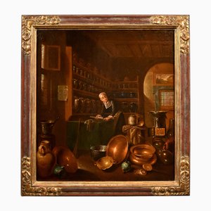 Giovanni Domenico Valentino, Intérieur du Laboratoire du Pharmacien, 1680, Huile sur Toile