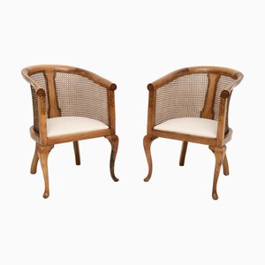 Fauteuils Edwardian Antique en Noyer, 1900s, Set de 2