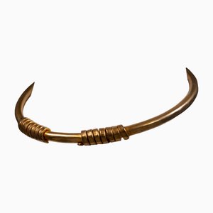 Brass Cuff Bracelet with Circles, 1980s