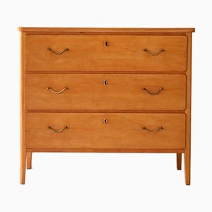 Commode à Tiroirs Scandinave en Loupe de Bouleau, 1950s