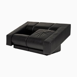 Obliqua Zwei-Sitzer Ledersofa von Mario Botta für Alias, 1980er