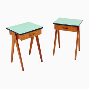 Tables de Chevet Vintage avec Pieds Compas, 1960s, Set de 2