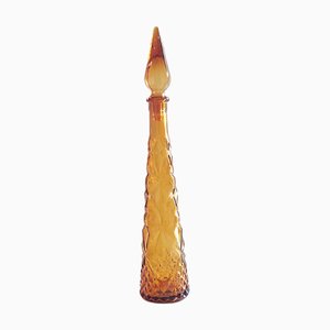 Vase Empoli Mid-Century Moderne en Verre Ambré, Italie, 1960s