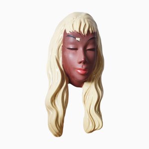 Mid-Century Modern Ceramic Lady Head Wall Mask from Cortendorf, Germany, 1950s