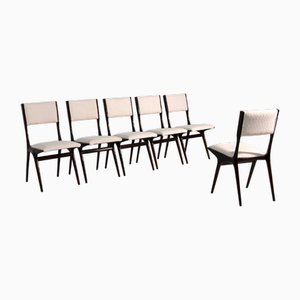 Chaises en Velours Bouclè Blanc Mod. 634 par Carlo De Carli, 1950, Set de 6
