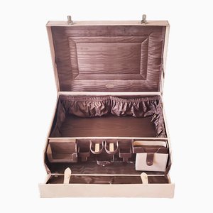 Vintage Pink Leather Vanity Suitcase with Monogrammed E. A. R from Finnigans of Manchester, 1950s