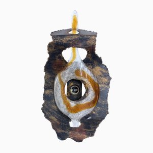Brutalist Wall Lamp in Metal and Glass, 1960s-1970s