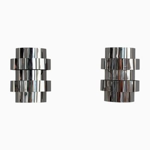 Mid-Century Italian Chrome Wall Lights attributed to Goffredo Reggiani, 1970s, Set of 2