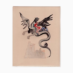 Salvador Dali, Sur le dos de Geryon, 1964, Gravure sur bois originale