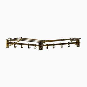 Art Deco Brass Wall Corner Coat and Hat Rack, 1920s