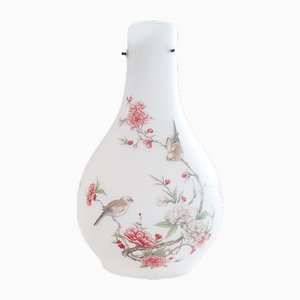 Opake Vintage Famille Rose Hängelampe aus satiniertem Glas, 1920er