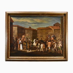 Atelier de Michelangelo Cerquozzi, Carnevale a Roma in Piazza Navona, 1650, Huile sur Toile