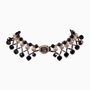 Glass Bead Necklace with Colored Drops, France, 1960s