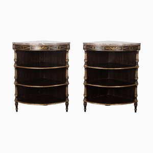 Regency Corner Cabinets with Marble Tops, 1820, Set of 2