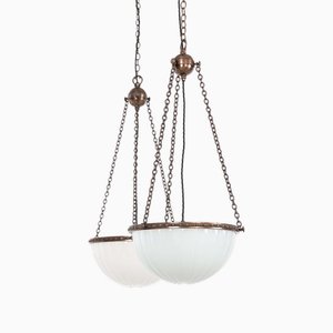 Large Moonstone Plafonnier Lights from GEC, 1920s, Set of 2
