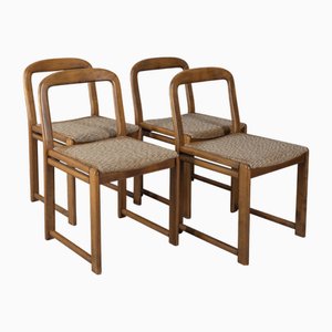 Chaises en Bois et Tissu Beige, Italie, 1960s, Set de 4