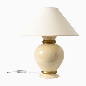 Cremefarbene Tischlampe mit Crackle Glasur von Le Dauphin, 1990er
