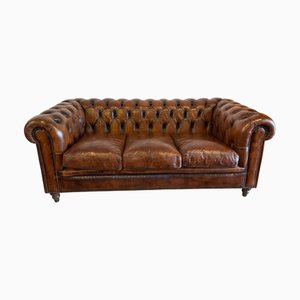 Canapé Chesterfield Vintage en Cuir Marron Cognac, 1990s