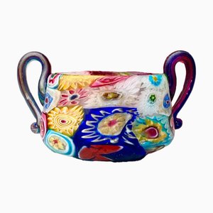 Vase Miniature Millefiori en Verre Murano avec Poignée de Fratelli Toso, Italie, 1920s