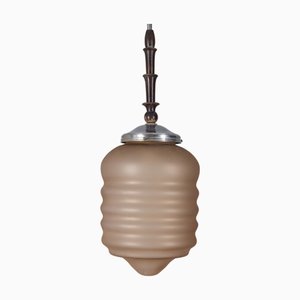 Italian Pink Glass Pendant Lamp, 1950s