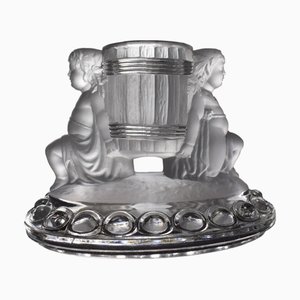 Antique Crystal Bacchus Figurine with Match Safe and Toothpick Holder from Baccarat