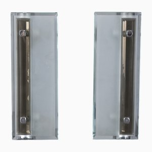 Italienische Wandlampen aus Metall & Glas, 1960er, 2er Set