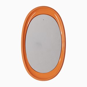 Italian Orange Plastic Wall Mirror, 1970s
