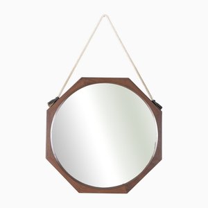 Italian Wood and Rope Wall Mirror, 1960s