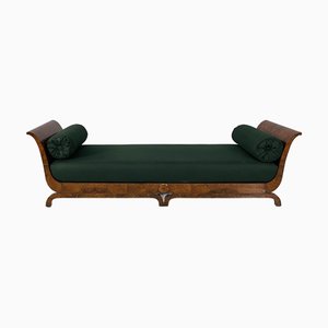 Dormeuse Art Déco in tessuto verde e legno, Francia, anni '40