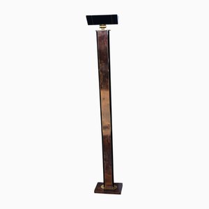 Burl Wood and Brass Floor Lamp from Relco Milano, 1975