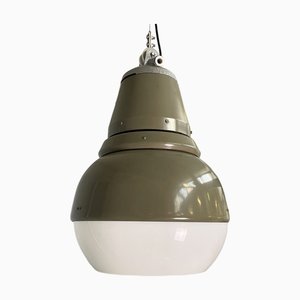 Italienische Industrielle Hängelampe aus grünem Metall & Acrylglas Oscar Torlasco für Greco, 1960er
