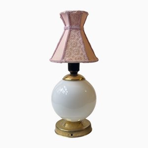 Lampe de Bureau Vintage Romantique avec Abat-Jour en Textile Rose de Abo Randers, 1970s