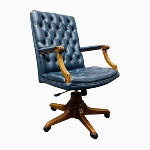 Sedia da presidente Chesterfield blu inglese