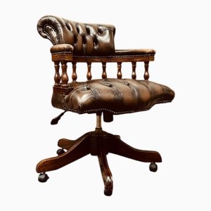 Sedia Chesterfield Captain inglese marrone